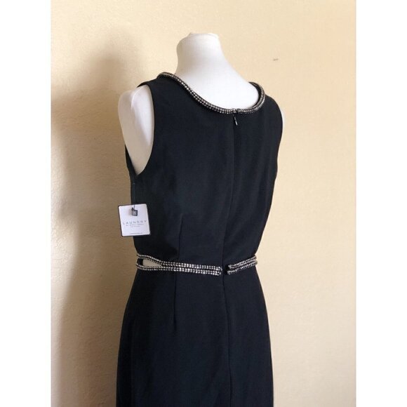 Laundry by Shelli Segal Women's Black Crystal Embellished Midi Dress Size 8 - Picture 5 of 12